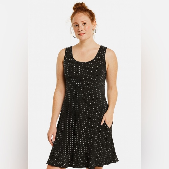 Jessica Howard Vintage Black W White Polka Dots Sleeveless Slip-on Dress Medium - Picture 2 of 3